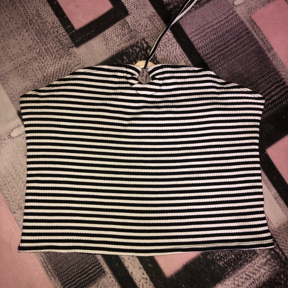 Black and White Striped Tube Top